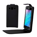 For Galaxy J2 (2016) / J210 Plain Texture Vertical Flip Leather Case Waist Bag with Magnetic Buckle(Black)