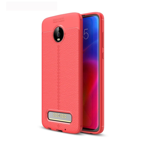 Litchi Texture TPU Shockproof Case for Motorola Moto Z4 Play (Red)