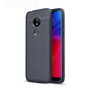 Litchi Texture TPU Shockproof Case for Motorola Moto G7 Power (Navy Blue)