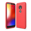 For Motorola Moto E5 Play Brushed Texture Carbon Fiber Shockproof TPU Protective Back Case(Red)