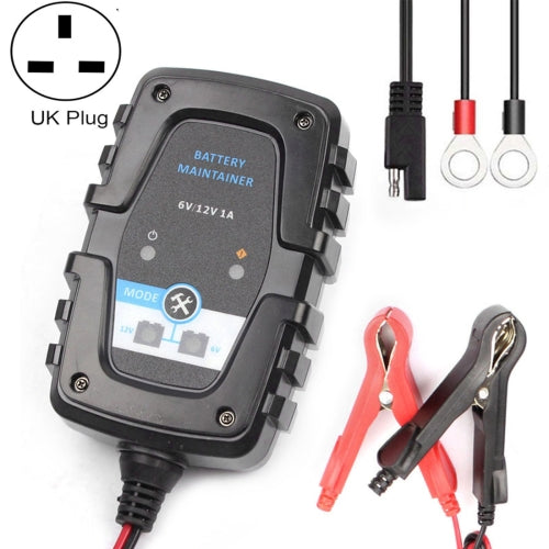 FOXSUR 6V / 12V 1A Automatic Smart AGM Battery Charger Maintainer for Car Motorcycle Scooter with SAE Cable, UK Plug