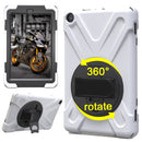 For Amazon Fire HD 8 inch (2017) 360 Degree Rotation PC + Silicone Protective Case with Holder & Hand-strap (White)