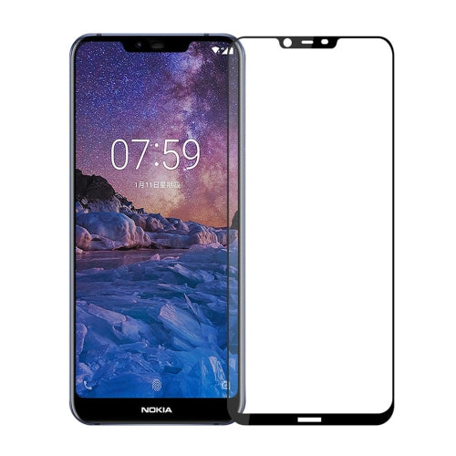 PINWUYO 9H 2.5D Full Screen Tempered Glass Film for Nokia X7 / 7.1 PLUS (Black)