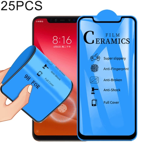 25 PCS 2.5D Full Glue Full Cover Ceramics Film for Xiaomi Mi 8 Explorer, Fingerprint Unlock Is Supported