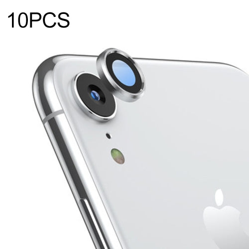10 PCS Titanium Alloy Metal Camera Lens Protector Tempered Glass Film for iPhone XR(Silver)