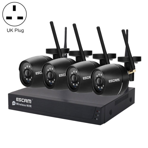 ESCAM WNK204 Tuya HD 1080P 4CH Wireless NVR Security System, UK Plug