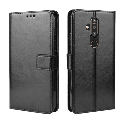 Crazy Horse Texture Horizontal Flip Leather Case for Nokia X71 (8.1 Plus), with Holder & Card Slots & Wallet (Black)