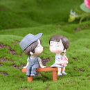 Lovers Chair Garden Dollhouse Decoration Moss Micro Landscape PVC Ornaments(Grey)