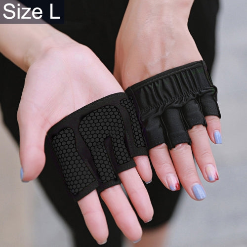 Half Finger Yoga Gloves Anti-skid Sports Gym Palm Protector, Size: L, Palm Circumference: 19cm(Black)