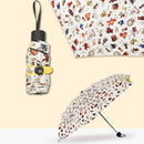Manual Colorful Outdoor Sunny And Rainy Pongee Folding Umbrella Printed With Petals, Plaid, Leaves, Little Bear Design(little bear style)
