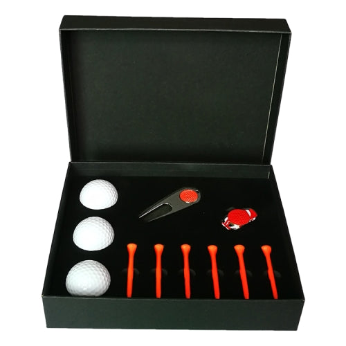 11 in 1 6 Golf Tees + Divot Tool + 3 Golf Balls Gift Box Set (Red)