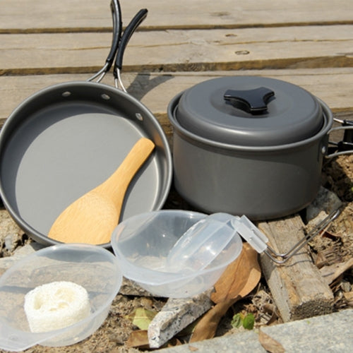 DS-500 Outdoor Camping Ultra Light Weight 15 Piece Cookware Stackable Set for 4-5 People, Size: Large