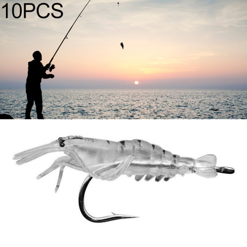 10 PCS 4cm Fishing Soft Artificial Shrimp Bait Lures Popper Poper Baits with Hook(Transparent)