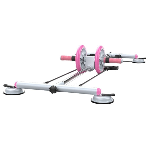 Household Suction Cup Style Multifunctional Silent Abdominal Wheel Rowing Machine Sit-up Device (Pink + White)