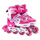Adjustable Full Flash Children Single Row Four-wheel Roller Skates Skating Shoes, Size : L(Pink)