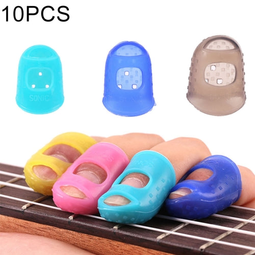 10 PCS Guitar Ukulele Stringed Instrument Finger Protector Anti-pain Finger Cap in Random Color Delivery(Size: S)