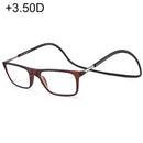 Anti Blue-ray Adjustable Neckband Magnetic Connecting Presbyopic Glasses, +3.50D(Brown)