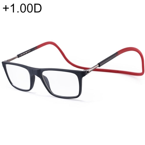 Anti Blue-ray Adjustable Neckband Magnetic Connecting Presbyopic Glasses, +1.00D(Red)