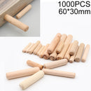 1000 PCS Eucalyptus Round Dowel Tie Plug Furniture Connector, Size: 60x30mm