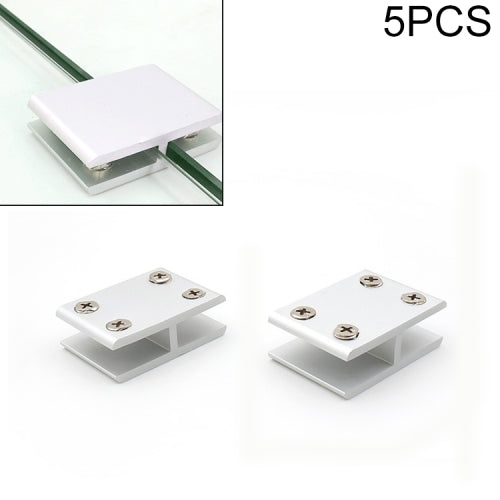 5 PCS Aluminum Alloy Glass Combination Clamp Cabinet Partition Fixing Clip, 180 degrees Cliped 8-10mm
