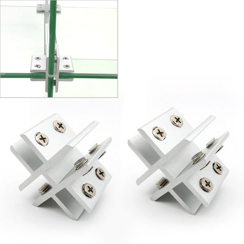 2 PCS Cross-type Aluminum Alloy Glass Combination Clamp Cabinet Partition Fixing Clip, Cliped 8-10mm