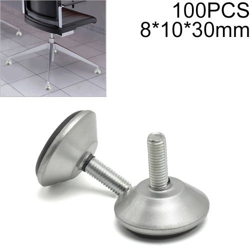100 PCS M8 Adjustable Support Plastic Chassis Metal Screw Furniture Mat (10mm)