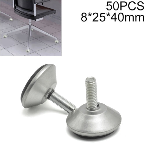 50 PCS M8 25mm Adjustable Support Plastic Chassis Metal Screw Furniture Mat (40mm)