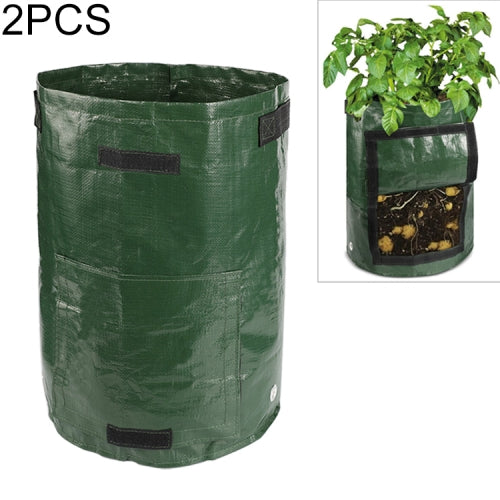 2 PCS 7 Gallons Potato Planting PE Bags Vegetable Planting Grow Bags Farm Garden Supplies, Size: 30cm x 35cm (Green)