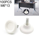 100 PCS Adjustable Foot Pad Furniture Screw Support Stub, M6x13 (White)