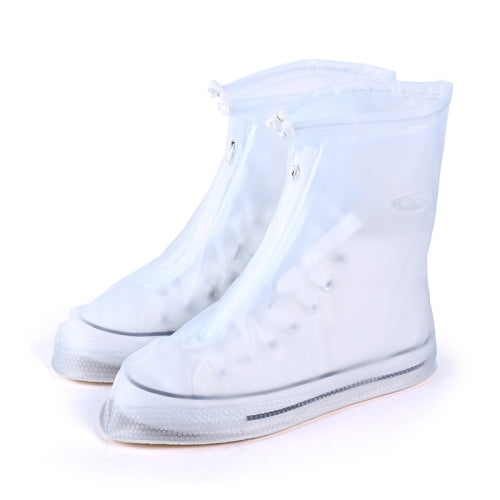 Fashion PVC Non-slip Waterproof Thick-soled Shoe Cover Size: L(White)