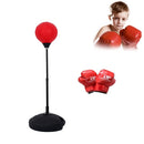 Children Base Version Height Adjustable Vertical PU Leather Vent Ball Boxing Speed Ball Family Fitness Equipment with Gloves(Red)