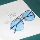 7254 Radiation Protection Color Cat Eye Metal Frame Sunglasses(Blue)