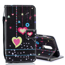 Colored Heart Pattern Horizontal Flip Leather Case for OnePlus 6T, with Holder & Card Slots & Wallet
