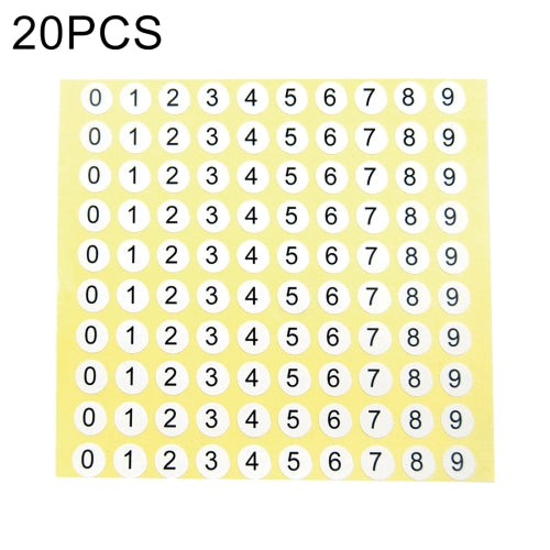 20 PCS Round Shape Number Sticker Shoe Size Label, Number 0-9