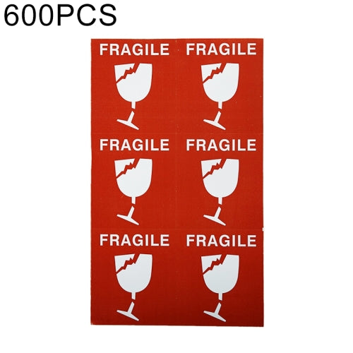600 PCS Self-adhesive English Warning Sticker Fragile Label