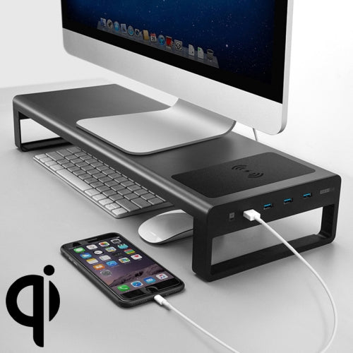 Vaydeer Desktop PC Wireless Charging Display Heightening Shelf Storage Rack, US Plug