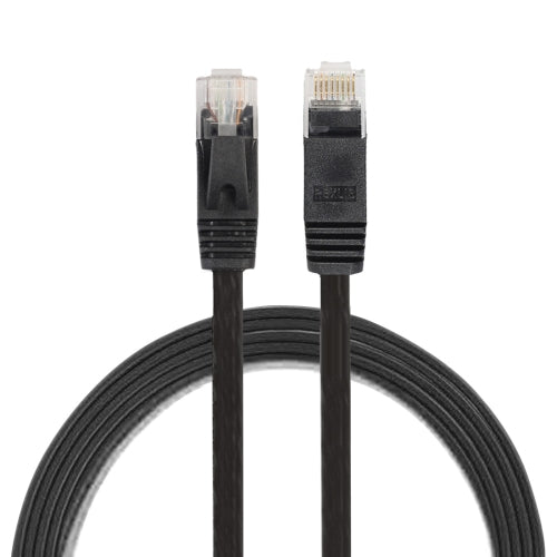 1m CAT6 Ultra-thin Flat Ethernet Network LAN Cable, Patch Lead RJ45 (Black)