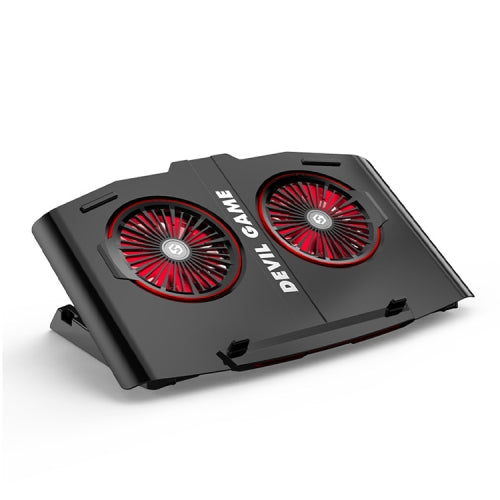 SH-009SR Mute Dual-fan Laptop Radiator Four-speed Adjustable Computer Base for Laptops Under 17.3 inch (Red Light)