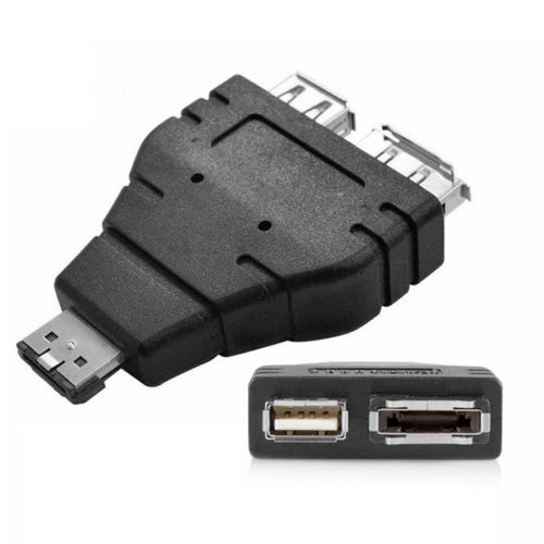 USB 2.0 A Female + eSATA Female to Combo eSATAp (Power over eSATA) Male Adapter