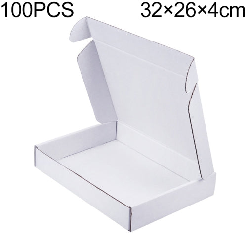 100 PCS Shipping Box Clothing Packaging Box, Color: White, Size: 32x26x4cm
