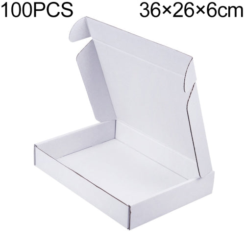 100 PCS Shipping Box Clothing Packaging Box, Color: White, Size: 36x26x6cm