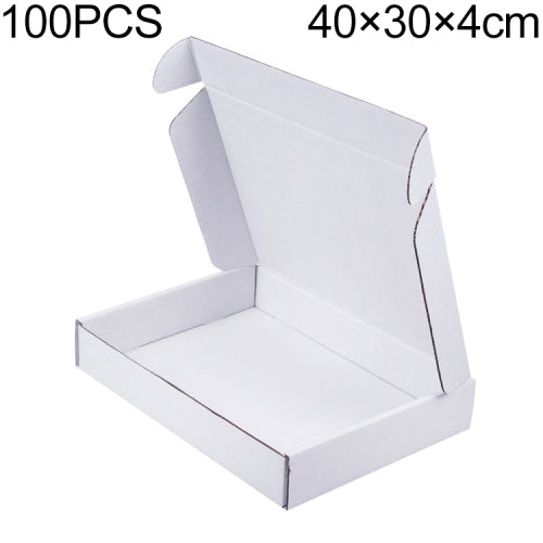 100 PCS Shipping Box Clothing Packaging Box, Color: White, Size: 40x30x4cm