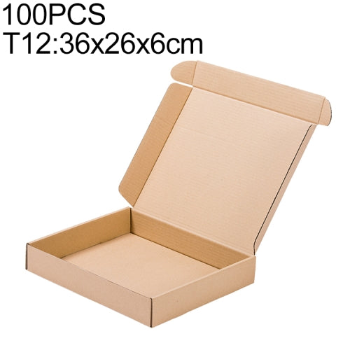 100 PCS Kraft Paper Shipping Box Packaging Box, Size: T12, 36x26x6cm