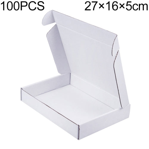 100 PCS Shipping Box Clothing Packaging Box, Color: White, Size: 27x16x5cm