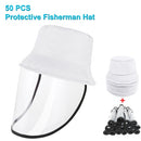 50 PCS Anti-Saliva Splash Anti-Spitting Anti-Fog Anti-Oil Protective Cap Mask Removable Face Shield(White)