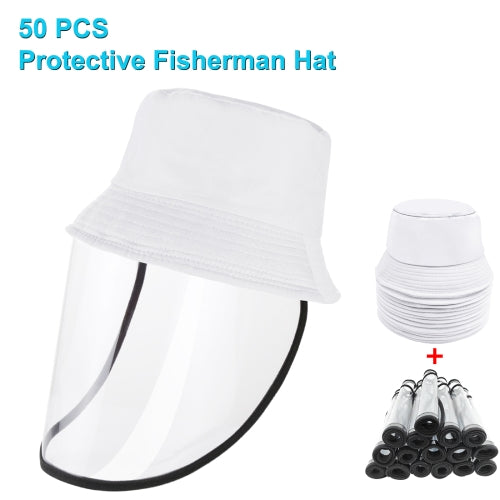 50 PCS Anti-Saliva Splash Anti-Spitting Anti-Fog Anti-Oil Protective Cap Mask Removable Face Shield(White)