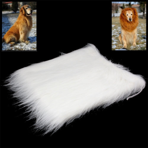 Large Pet Dog Cat Lion Wigs Mane Hair Festival Party Fancy Dress Clothes Costume (White)