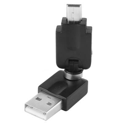 USB 2.0 AM to Mini USB 360 Degree Swivel Adapter(Black)