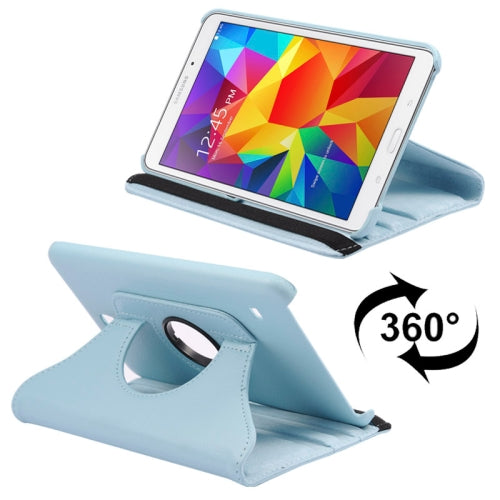 360 Degree Rotatable Litchi Texture Leather Case with 2-angle Viewing Holder for Galaxy Tab 4 8.0 / SM-T330(Blue)