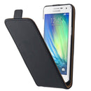 Vertical Flip Magnetic Button Leather Case for Galaxy A5 / A500(Black)